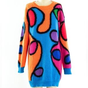 Chelsea Young vintage MULTICOLOR MOHAIR women’s SWEATER DRESS size medium